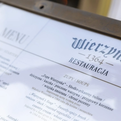 Wierzynek restaurant menu